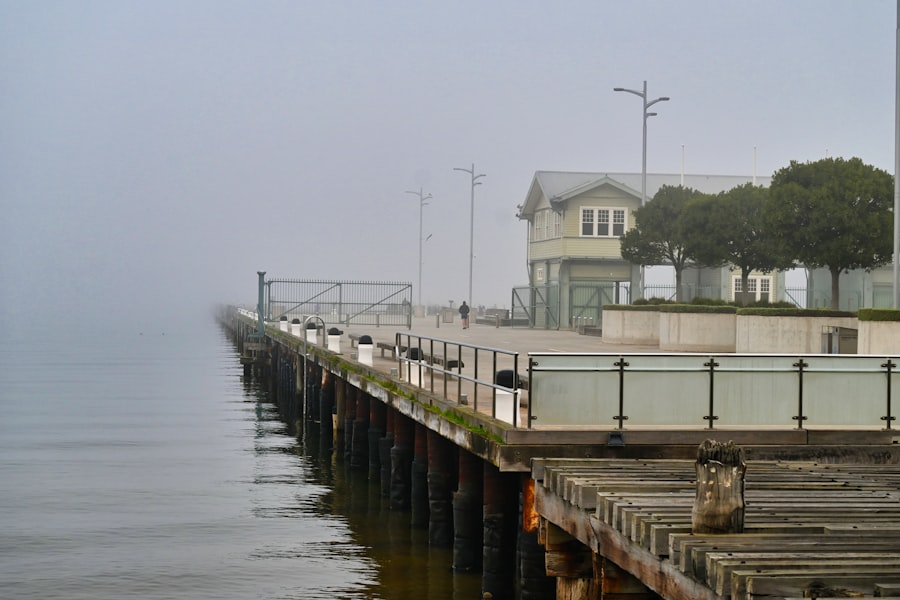 Photo ferry horizon fog wall